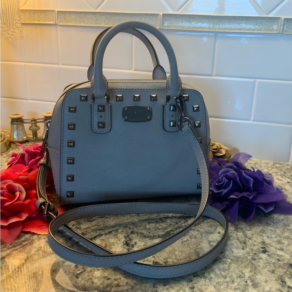 MAKE OFFERS. NWOT Michael Kors Gray Crossbody Bag with handles and studs.